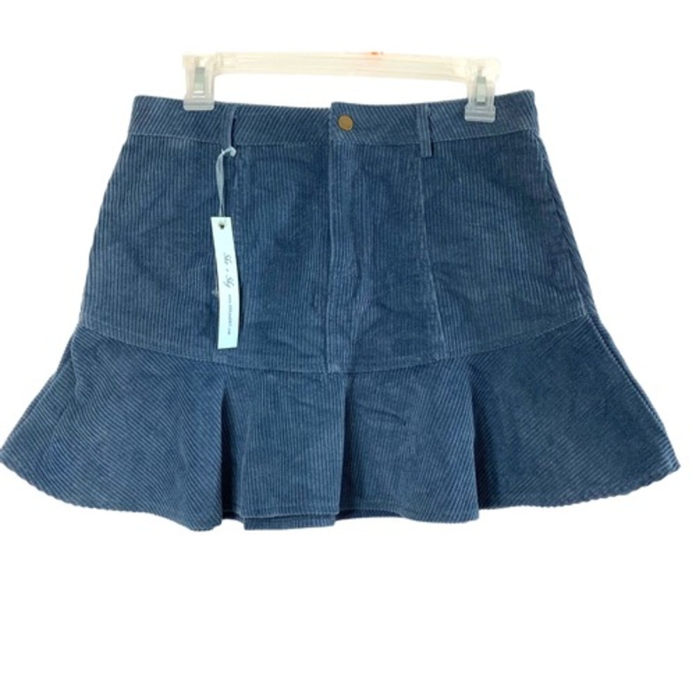 She + Sky Corduroy Skirt Womens Medium Blue Mini‎ Preppy School Girl NWT